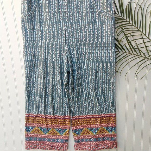 Anthropologie Saturday Sunday Lizzy Jumpsuit Size S Cotton Boho Floral Wide Leg - Picture 5 of 11